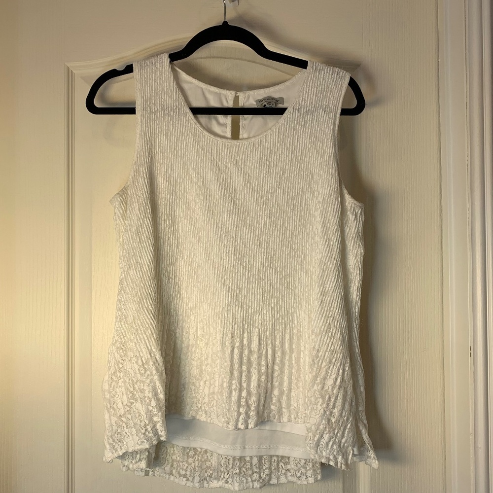 Grey & Gray Romantic Lace‎ Cottagecore Sleeveless Top Cream White Medium